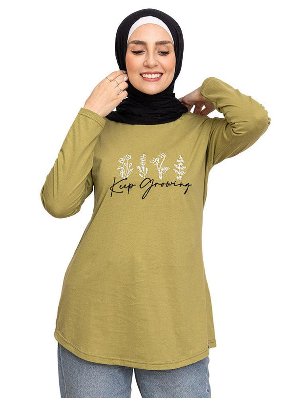 Fern Printed Long - Sleeve Keep Growing - Khotwh